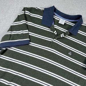 Brooks Brothers 1818 Performance Polo Shirt Mens XXL Green White Stripe Slim Fit